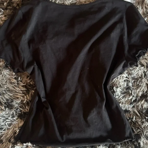 Monki Women’s Button Up Short Sleeve Black Crop Top Size S - Picture 2 of 6